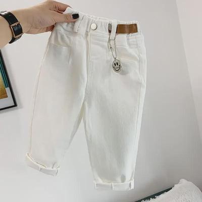 Stilvolle koreanische weiße Denim-Freizeithose für Kinder für Jungen und Mädchen – trendige Frühlings- und Herbsthose