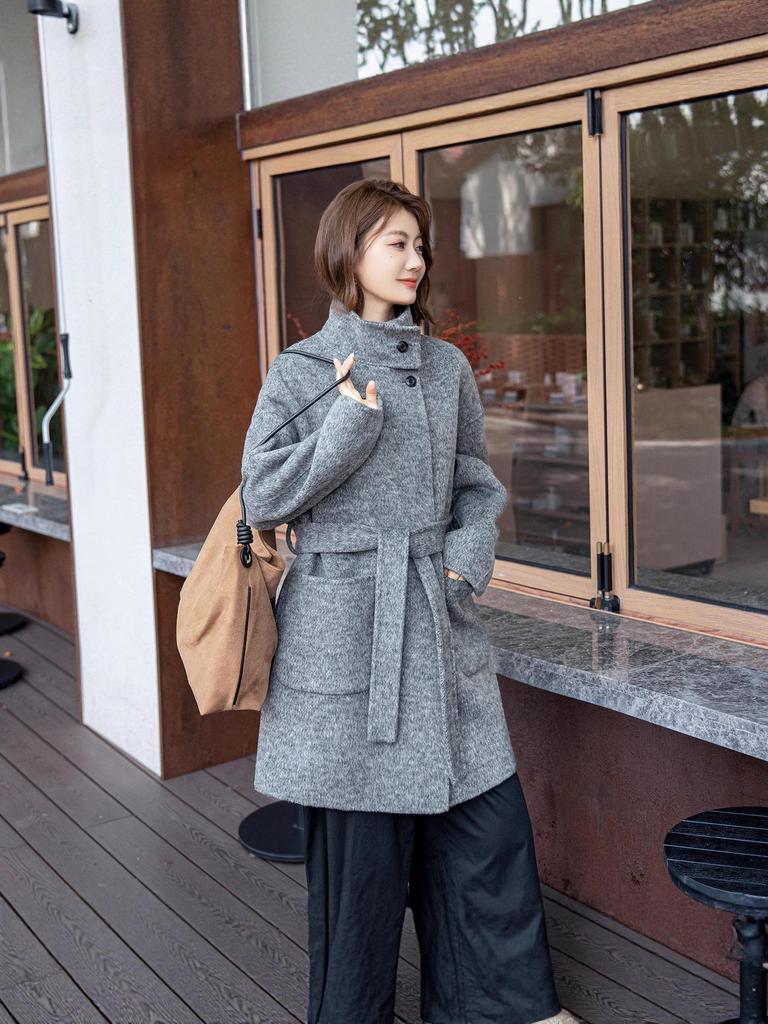 2025 Fall/Winter Women's Cashmere Wool Loose Mid-Length Double-Sided Coat