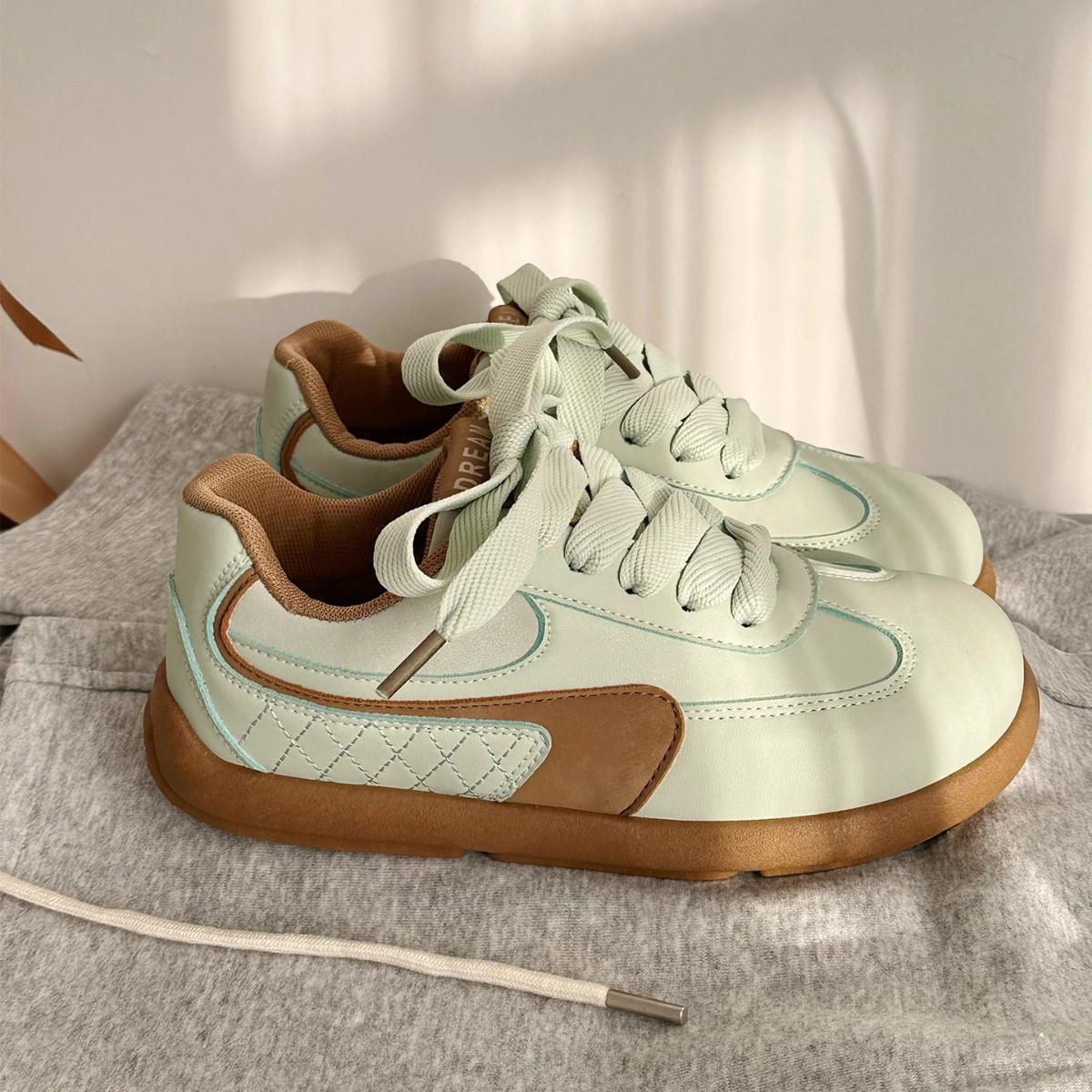 

2025 new spring high-value board shoes women s versatile casual shoes platform white shoes retro German training shoes sports shoes 40 мятный зеленый