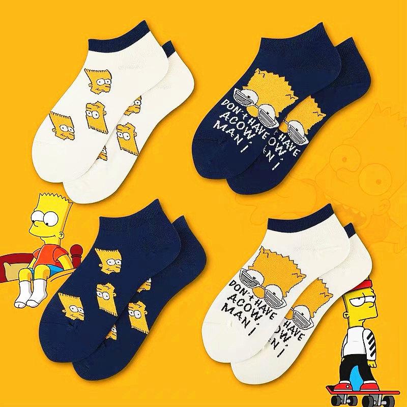 Calzini Cartoon Trendy a Marchio Co-Branded Calzini da Barca Traspiranti a Taglio Basso Estivi Calzini Corti alla Moda in Puro Cotone