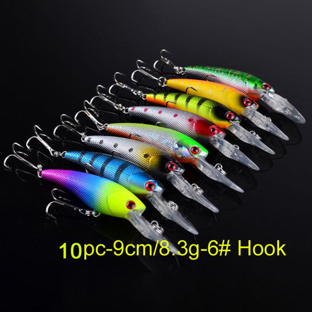 Kit de iscas de pesca de 20 peças, conjunto de iscas de pesca de plástico com ganchos para peixes de água doce e salgada