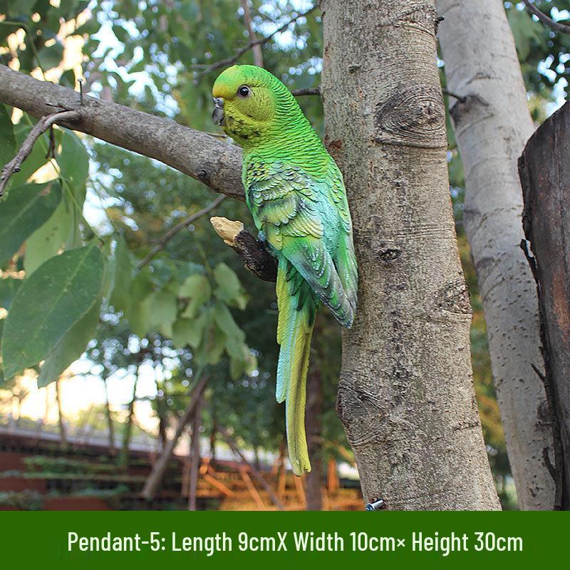 Parrot Tree Decoration: Cross-border Bird Model Resin Ornament for Courtyard