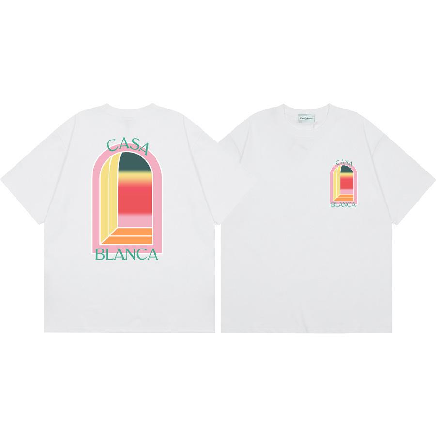 [260G] Neues Casablanca, bedrucktes lockeres Kurzarm-T-Shirt für Herren und Damen S pink