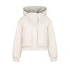 Women's Autumn and Winter Solid Color Padded Thickened Short Standing Collar Zipper Hooded Warm High Waisted Loose Bread Clothes Outerwear