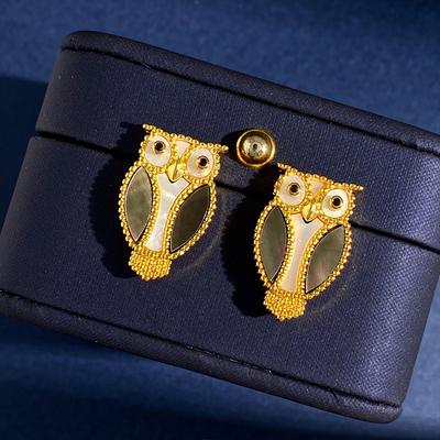Cute Ins Wind Small Animal Owl Stud Earrings Personalized Creative Jewelry Earrings Copper Gold-Plated Accessories