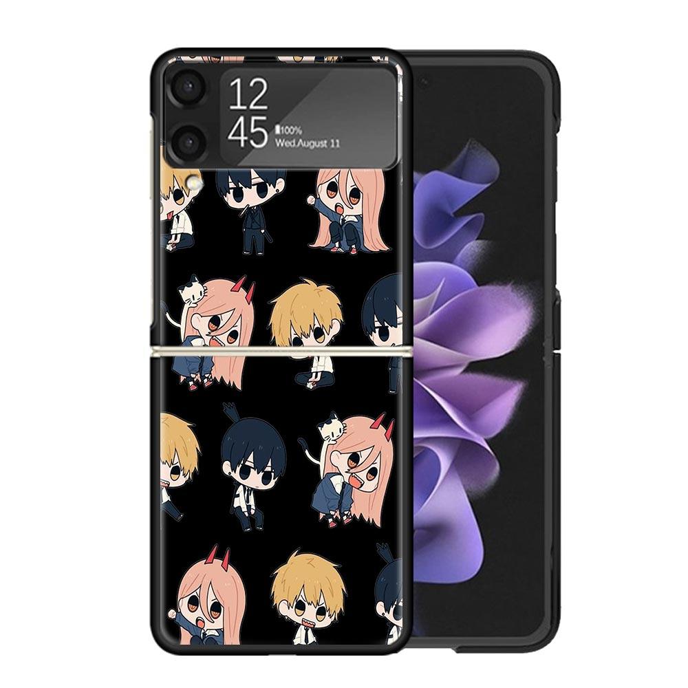 Chainsaw Cartoon Clear Phone Case For Samsung Z Flip 7 6 5 4 3 Galaxy ZFlip7 ZFlip6 ZFlip5 ZFlip4 ZFlip3 5G Print Cover Coque Z