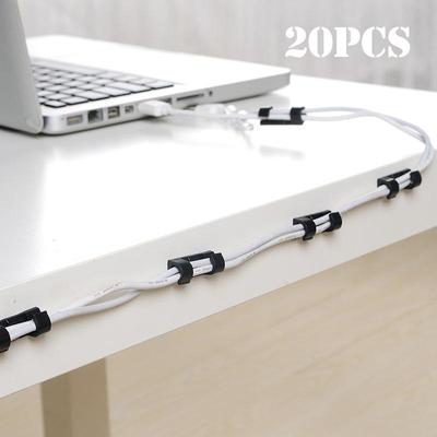 20 pz Morsetto per Filo di Finitura Organizzatore di Filo Clip per Cavo Fibbia Pinze Cravatte Fixer Dispositivo di Fissaggio Titolare di Dati Linea Telefonica Usb Organizzare