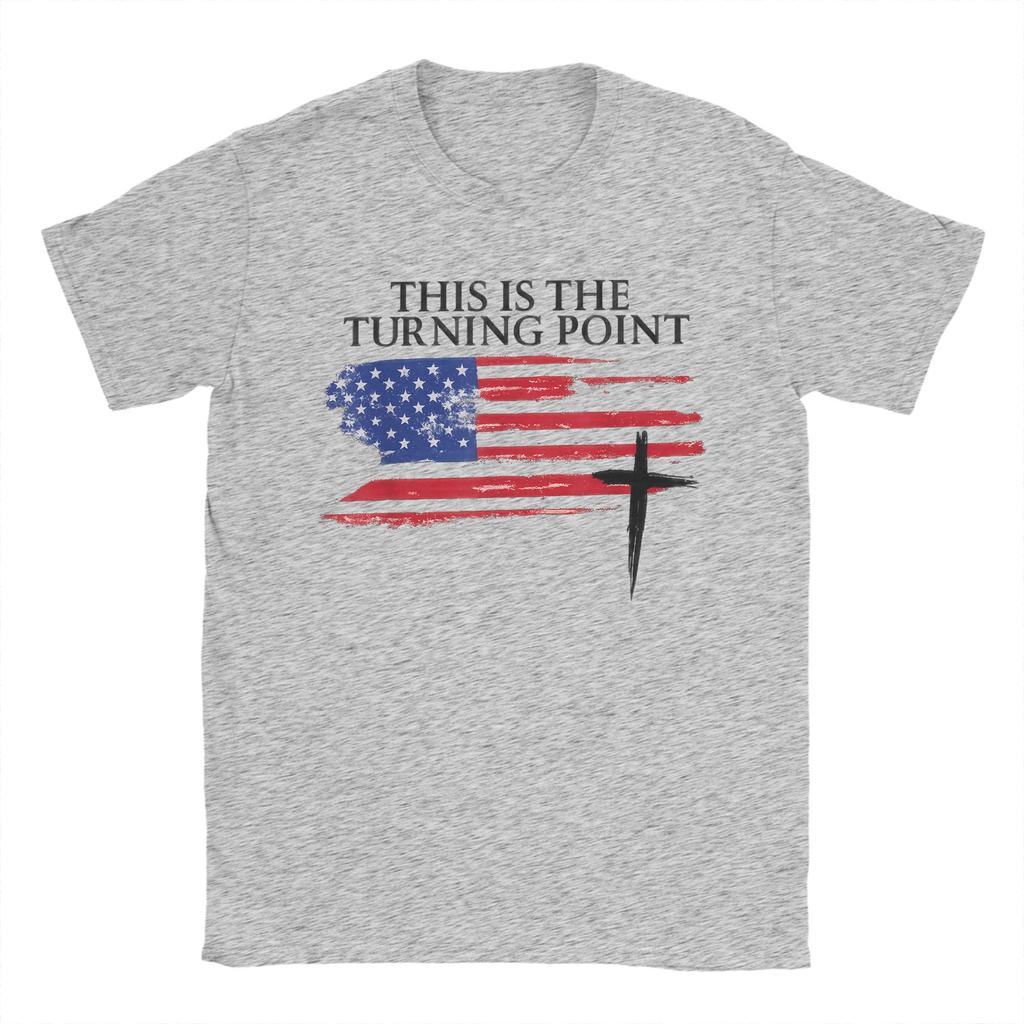 Camiseta Casual Verão Branca Este é O Ponto de Virada Camisetas com Bandeira Americana Camiseta para Homens Casual Barata Camisetas de Manga Curta