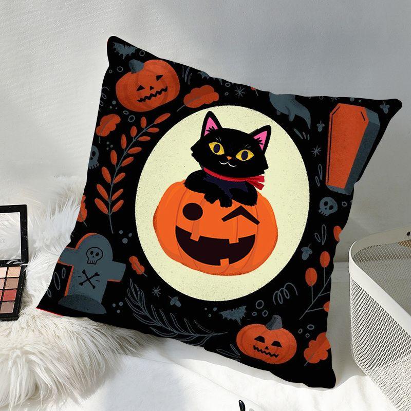 

Pumpkin Halloween American New Cartoon Children s Black Pillow Cover Living Room Sofa Bedroom Bedhead Backrest Cushion 18x18Inch