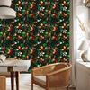 Stained Glass Flowers Wallpaper Bottle Green and Black 50x1000
