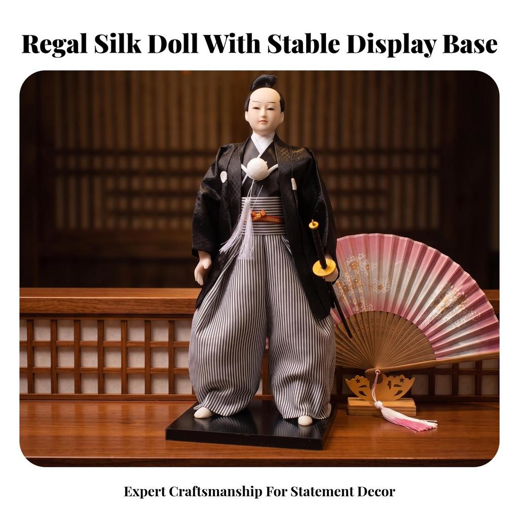 Cloth Doll Samurai Warrior Ornament Handmade Japanese Style Figurine with Glossy