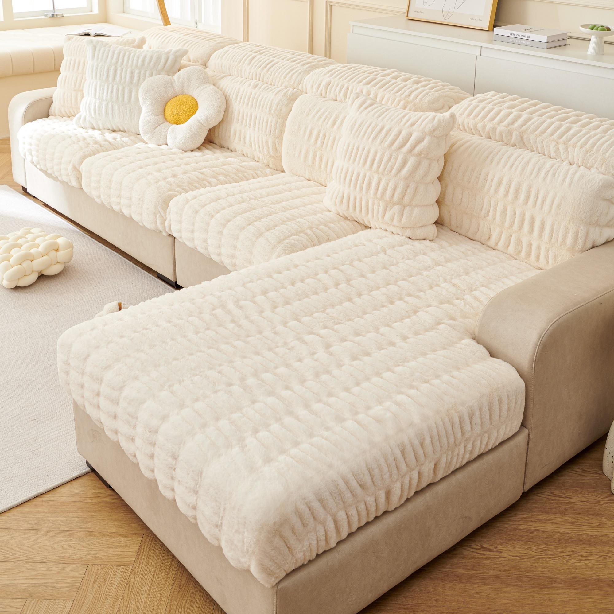 

Couch Cushion Covers Individual Large Stretch Imitation fur Sofa Cushion Covers, Couch Seat Covers Couch Slipcovers Pillow Case