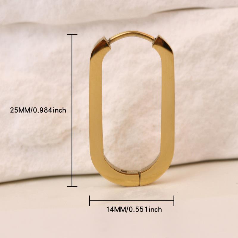 Goldene U-förmige Geometrische Titanstahl-Ohrringe im Koreanischen Stil - Einfaches, Modisches Design für Damen.
