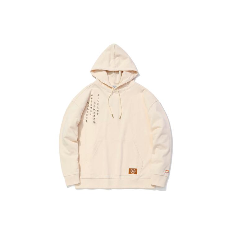 Li Ning Sweatshirts Men s Swan White Hooded Moderate Regular AWDQ475-1 XS