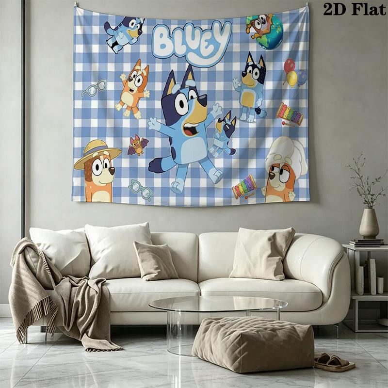 Bluey Wall Tapestry Aesthetic Wall Hanging Printed Fabric Blanket Decorative Tapestries for Bedroom Living Room Home Decor
