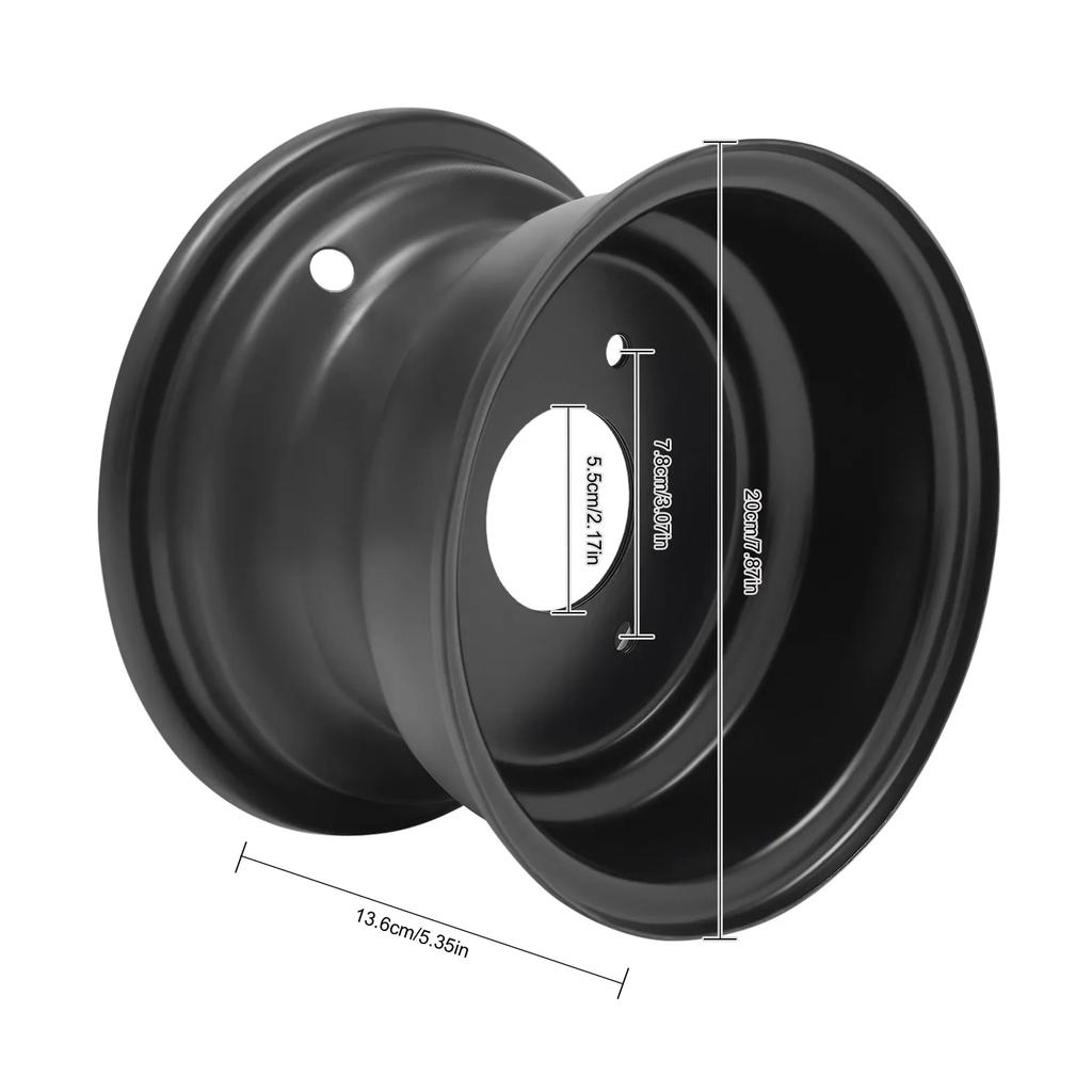 7" ATV Wheel Rim 3 Lugs 16x8-7 Tire Rim Parts for 125cc ATV Black Wheel Rim Tire 3 Holes 78mm Hole Distance, Black