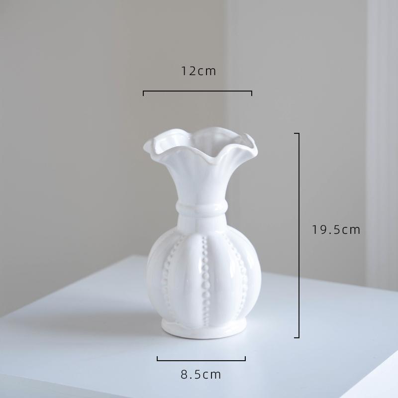 Creative Stripe Vases Decor, Ceramic, Home Bedroom Living Room Study, Flower Arrangement Table Decorations Cream Style Vase, 1Pc