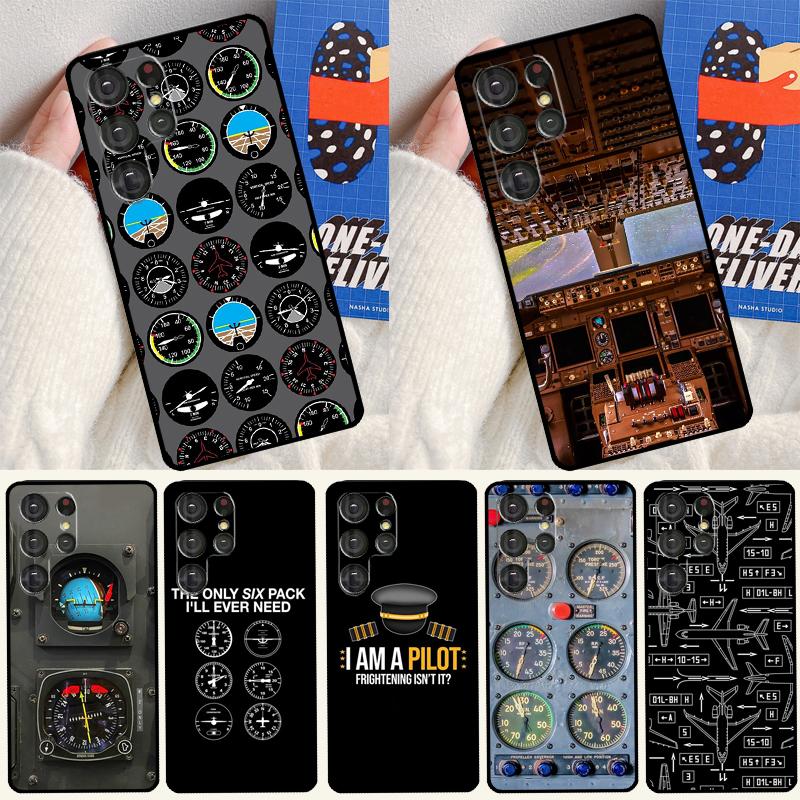 Aviation Aeroplane Pilot Cockpit Phone Case For Samsung Galaxy S24 Ultra S25 Ultra S9 S10 S20 S21 S22 Plus S23 S24 FE Cover