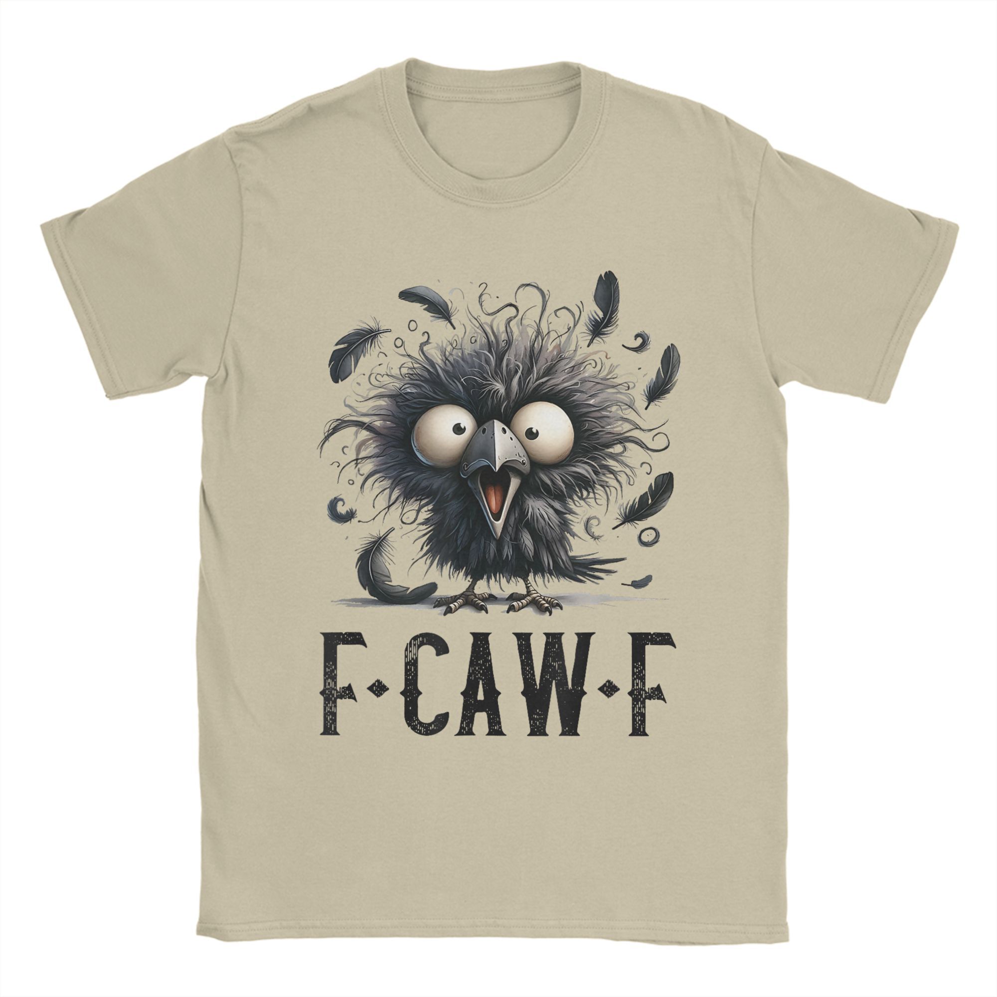 

F-Caw-F Black Crow Black Bird Funny Crow F Caw F Men s T Shirt Humorous Tee Shirt Short Sleeve O Neck T-Shirts Clothing M