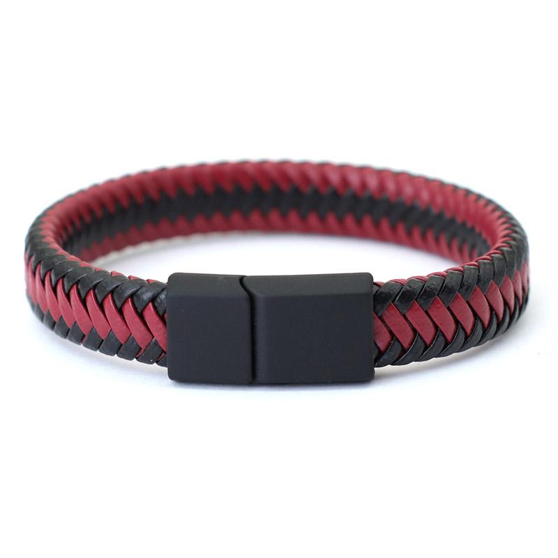 

Noter Men Leather Bracelet Bangle Black Braided Magnetic Clasp Punk Braclet Homme Hand Accessories Gift For Him Pulsera Hombre 20.5cm(8.1 Inch ) красный
