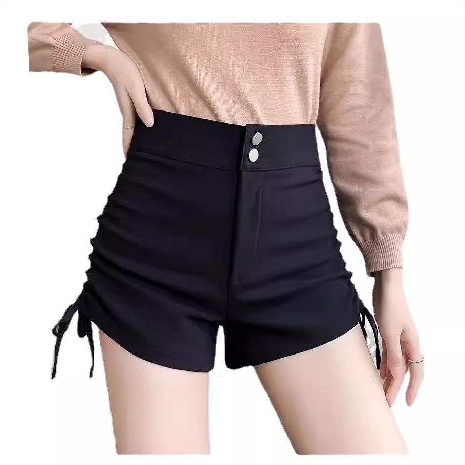Petite Lace-Up High Waist Slimming A-Line Casual Shorts for Women - Summer Hot Pants with Drawstring