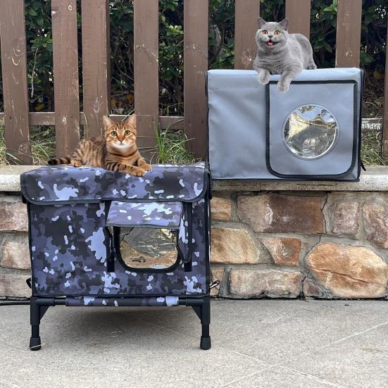 Heated Cat House Outdoor Large Weatherproof Kitty Shelter Winter Insulated Cat Bed