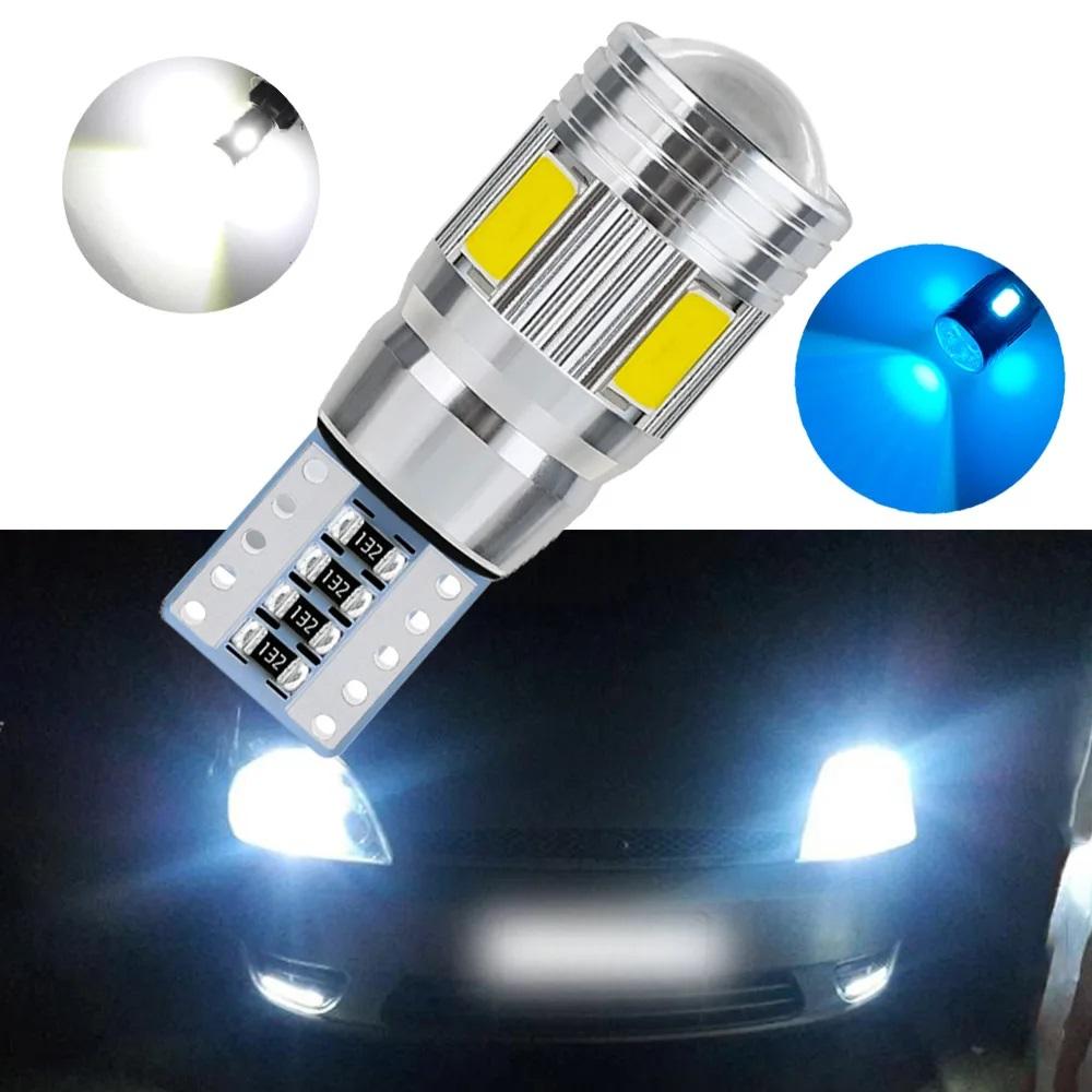 

10 шт. светодиодных ламп для салона, ксеноновые белые, синие, желтые, CANBUS, 6SMD 5630, с линзой-проектором, цельноалюминиевые, габаритные огни, парковочные огни T10 жёлтый
