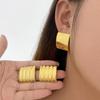 Meishiduo 18K Gold Stainless Steel Ribbed Square Stud Earrings