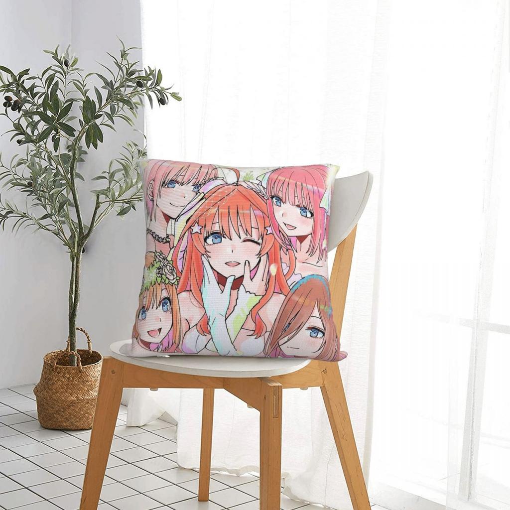 The Quintessential Quintuplets Anime Square Pillowcase Pillow Cover Cushion Decor Comfort Throw Pillow for Home Bedroom