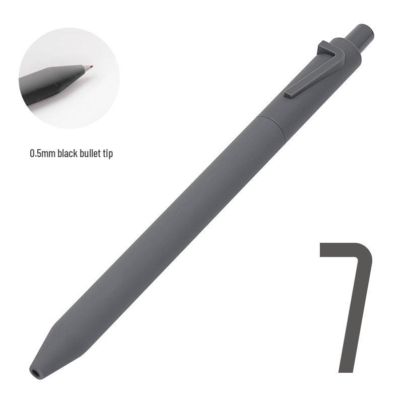 Shuyuan Black Gel Pen - Push-Button, Student Use, Minimalist Design, Candy-Colored Silicone Barrel.