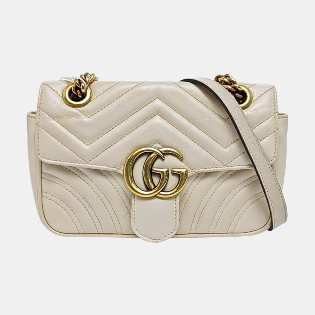 [Pre-Owned] Gucci GG Marmont Matelassé Mini Bag 'White' - Very Good #128IQDE