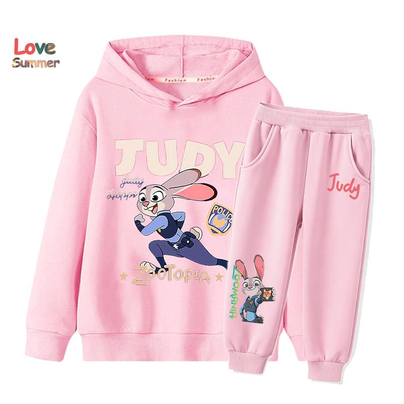 2pcs Kids Zootopia 2 Hoodie Joggers Set Kids Judy Nick Kids Sweatshirt 2pcs Suit Casual Playwear Everyday Sports Matching Outfit for Boys