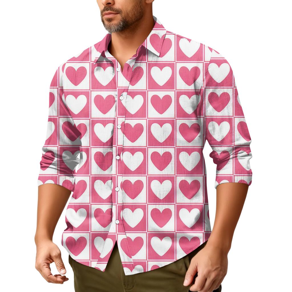 Men'S Casual Loose Fitting Long Sleeved Shirt Fashionable Lapel Shirt Top