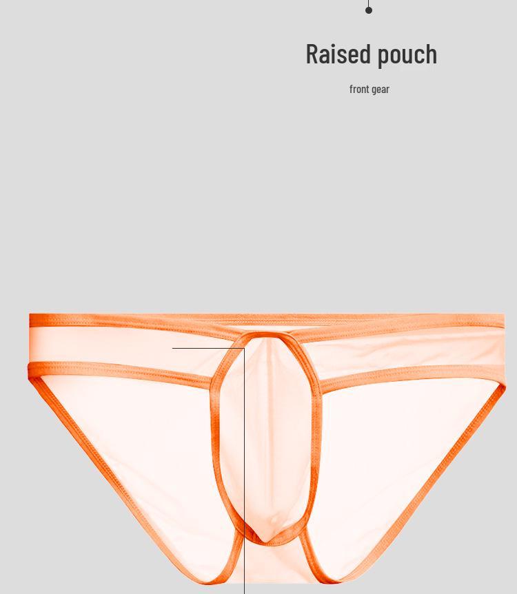 Men's Transparent Low-Rise Breathable Pouch Briefs for Sports Fitness
