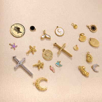 CARLIDANA Mode Vergoldeter Edelstahl Muschel Kreuz Anhänger Für Schmuckherstellung Halskette Anhänger DIY Zubehör