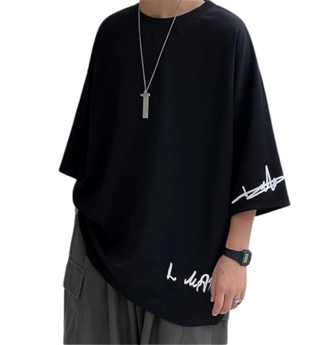 [foveitaa] Men s Summer T-Shirt, 3/4 Sleeve, Plus Sizes, Loose Fit, Short Sleeve, Cool, Simple, Stylish, Oversized Silhouette, Cool, Comfortable, Plai