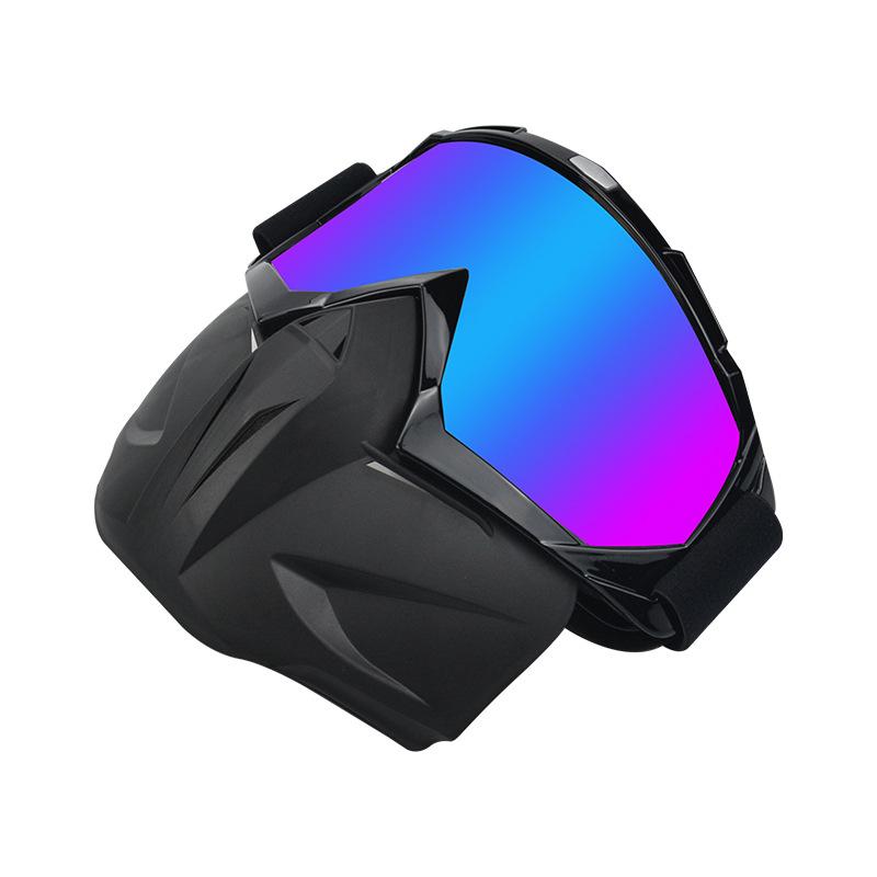 Motorcycle full-frame colorful protective goggles, black off-road outdoor sports model, unisex protective goggles with face shield Black frame colored lense
