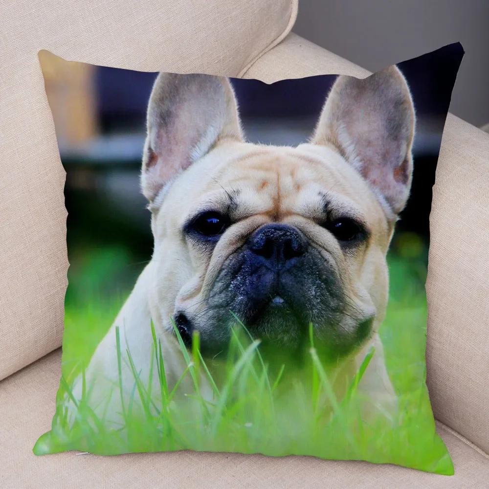 Home Decor Cute Pet Mini French Bulldog Pillowcase Sofa Car Decoration Animal Dog Cushion Cover Printed