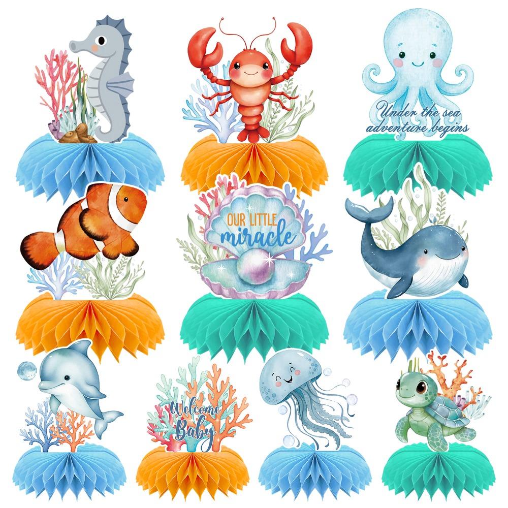 10PCS Set Ocean Animals Centerpieces Under the Sea Decorations  for Gender Reveal Birthday Party