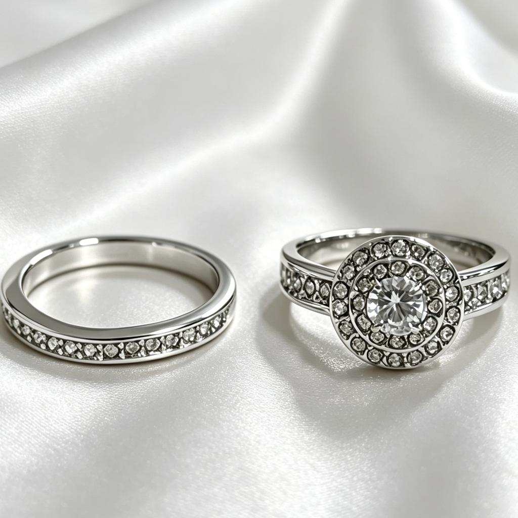 New alloy silver-plated couple rings Diamond-studded women's jewelry, European and American wedding rings