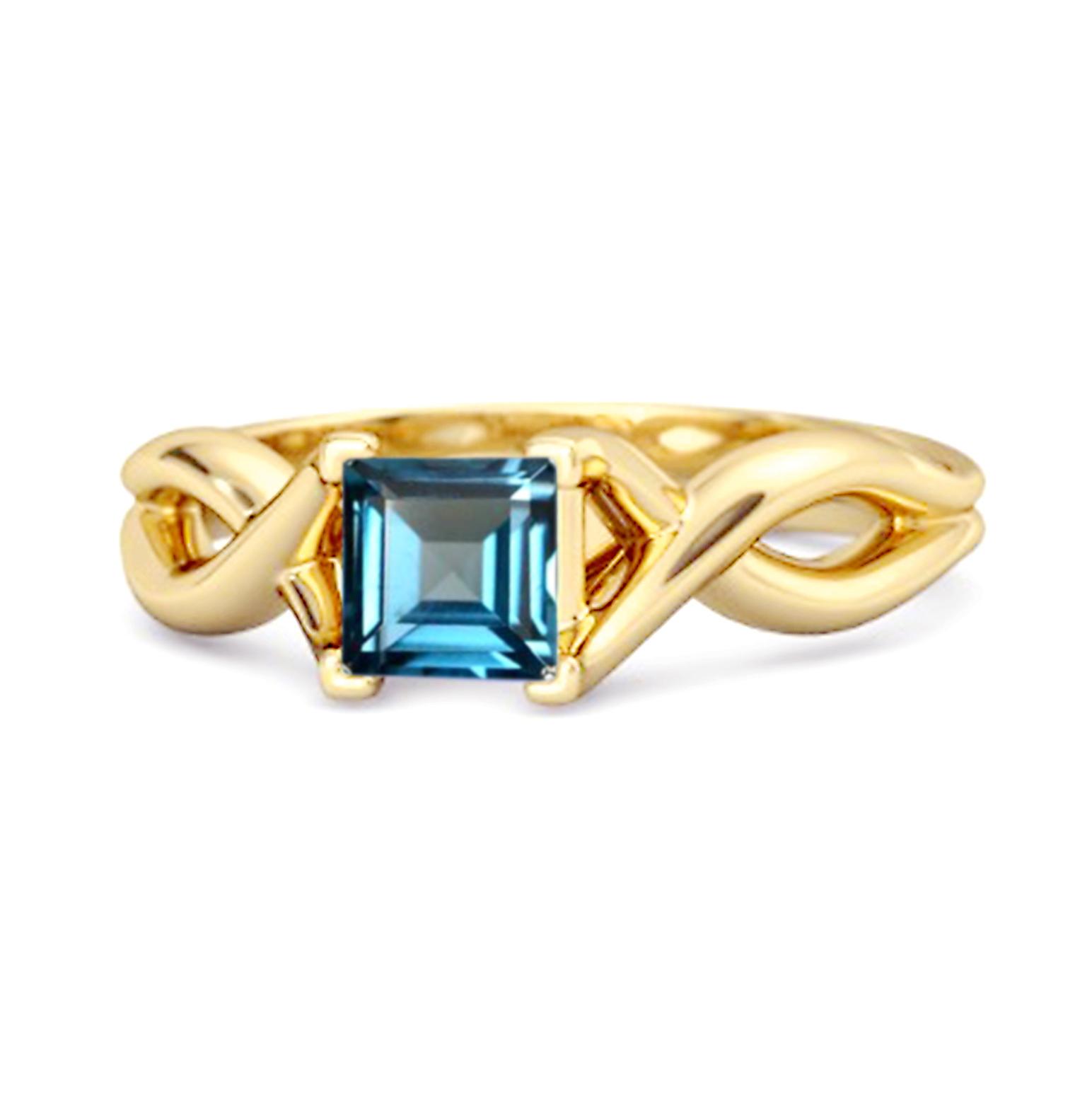 London Blue Topaz Twisted Vine Band Ring - 925 Sterling Silver Gold Vermeil 6