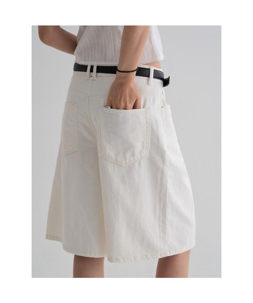 8SECONDS Midi Denim Shorts Ivory