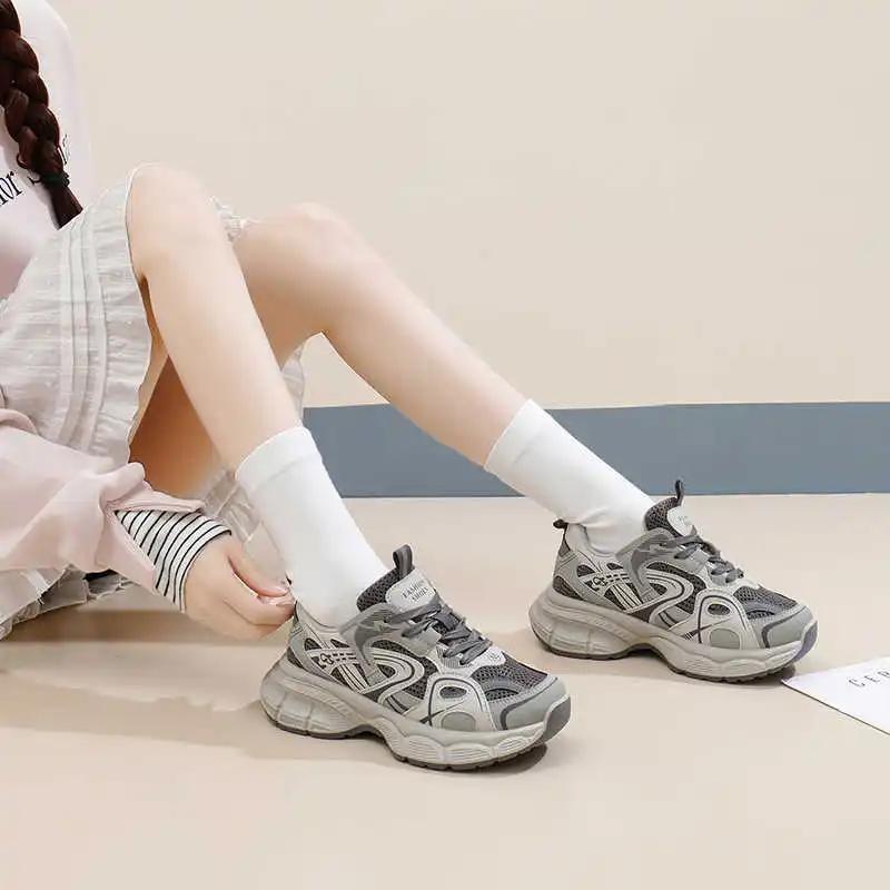 Fashion Thick Heeled Spring-autumn Women's Sneakers Luxury Vulcanize Large Sizes Asian Basketball Shoes Sport Leisure Price