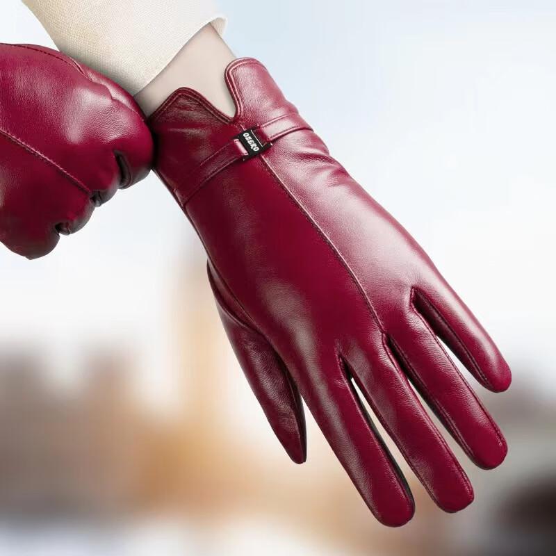 Women's Winter Lined Lambskin Touchscreen Driving Gloves