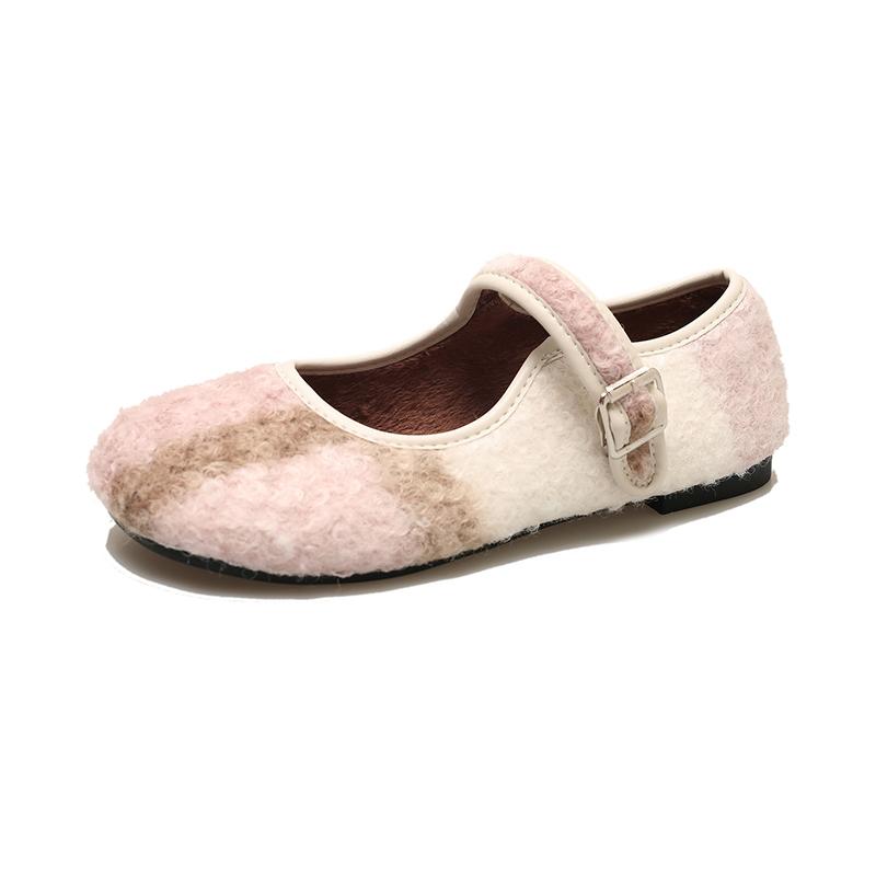 Shoes Female Mary Janes Women's Flats Elegant Dress Flats Women Mixed Colors Round Toe Buckle Strap Soft Bottom Women Shoes