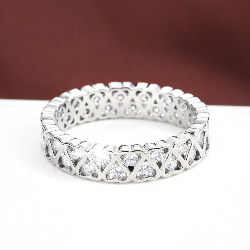 TK Heart Full Zircon Women's Ring: Summer Style, Daily Exquisite Pure Copper Jewelry