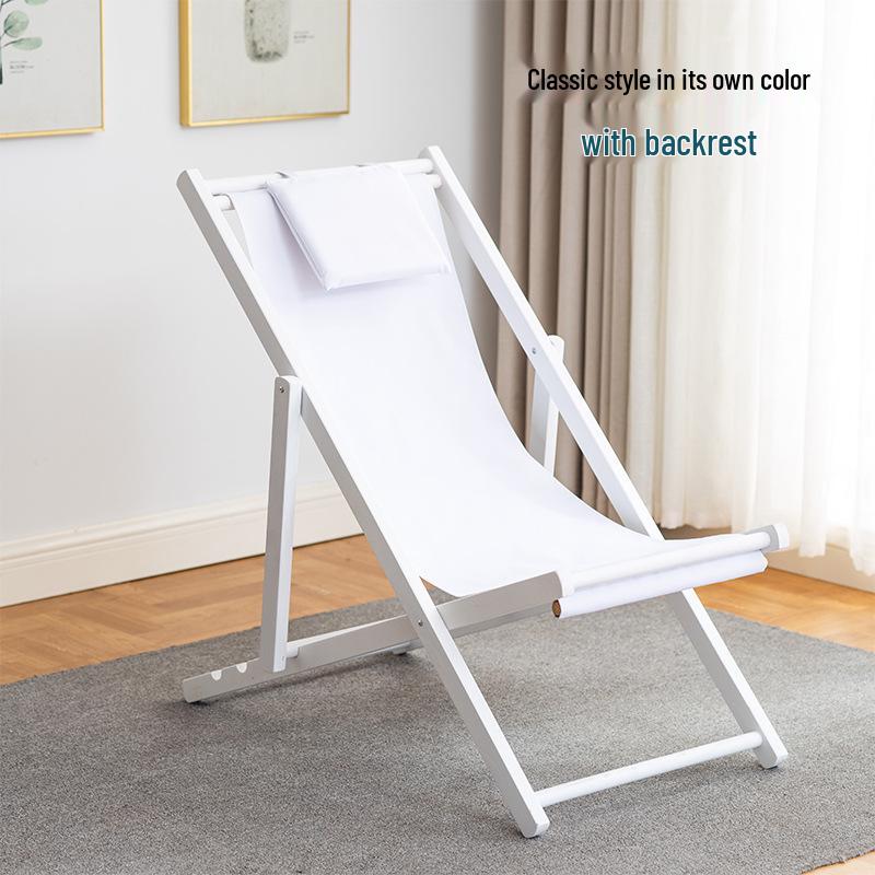 Solid Wood Outdoor Folding Recliner Beach Chair with Canvas for Adults