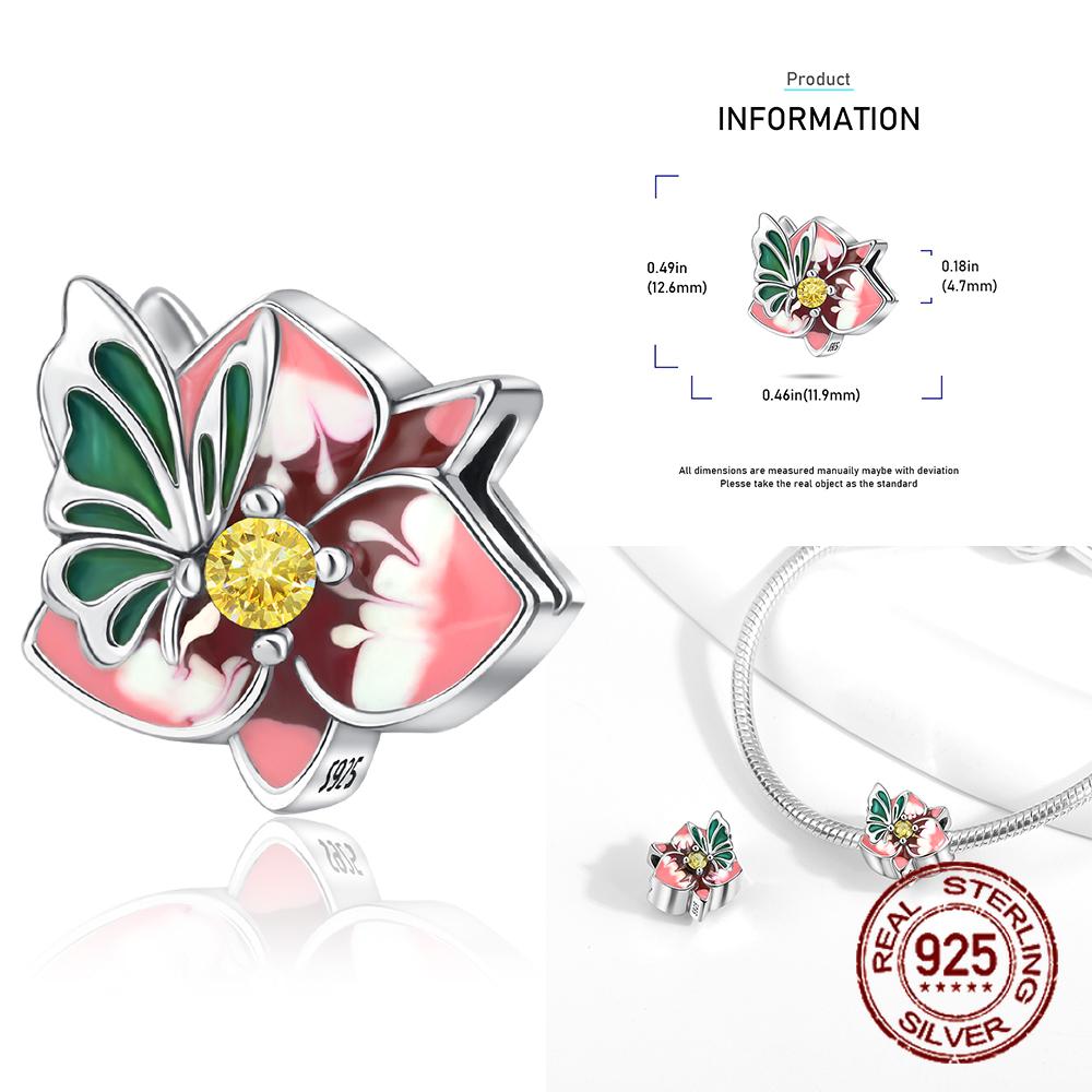 Měď Barevné Macešky Sedmikrásky Květiny Víla Elfové Motýl Přívěsek Korálek Vhodný pro Náramek Butik Sladěný Dárek