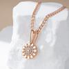 Rose Gold Color Crystal Flower Pendant Necklace For Women Full Shiny Natural Zircon Accessories Daily Fine Jewelry