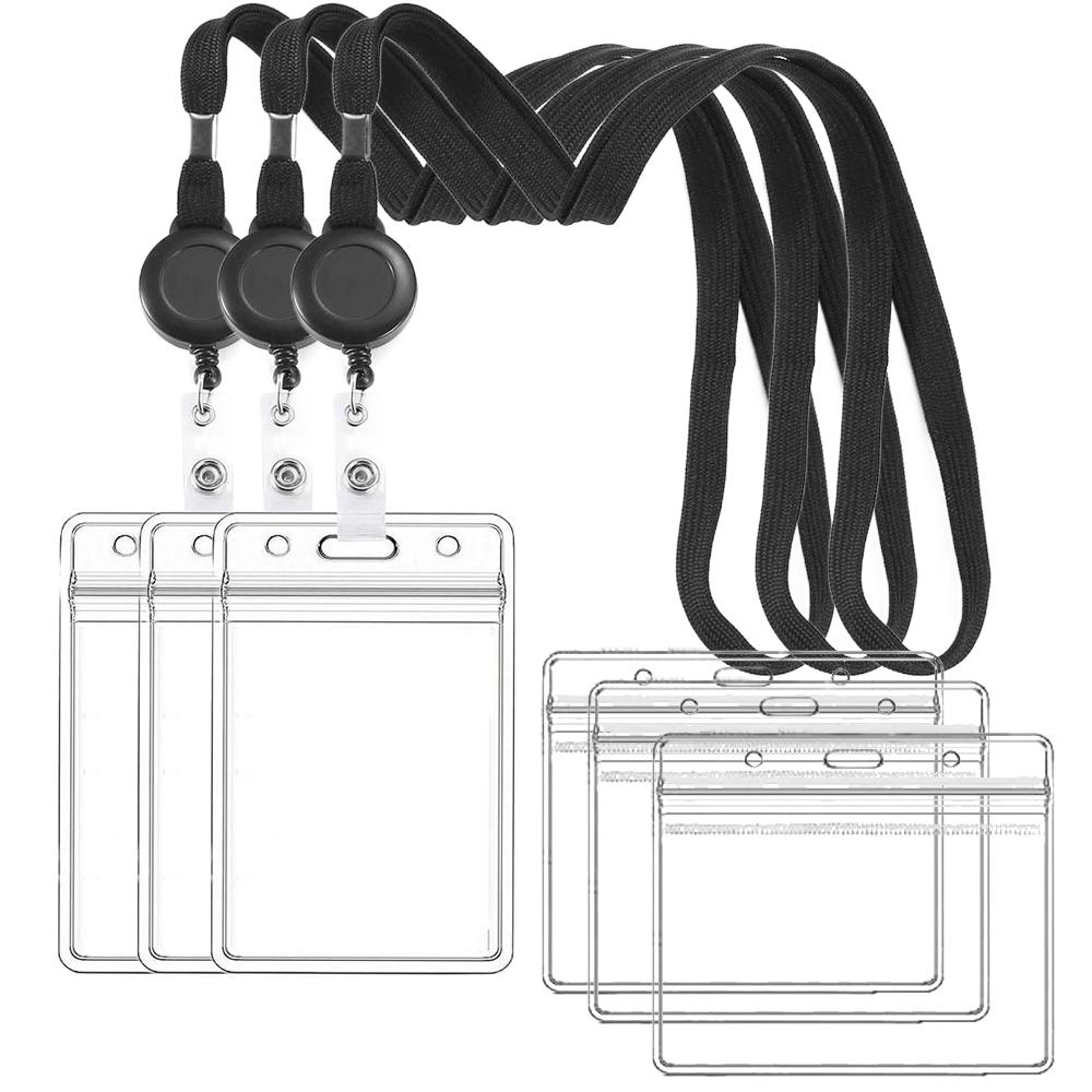 1/3pcs Card Holder With Hanging Rope Waterproof PVC Scalable Chest Buckle for Work ID and Name Tags Card Storage Supplies TMZ